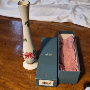 Lenox White and Red Floral Vase